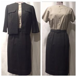 Vintage 60's Gray Dress Suit with Belt
